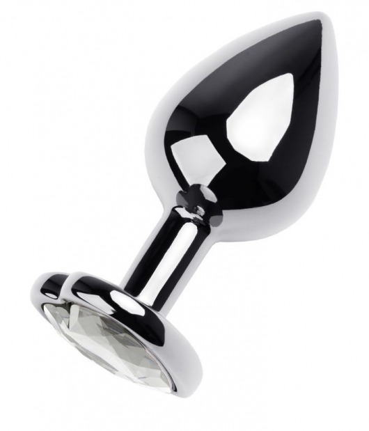 Серебристая анальная пробка с прозрачным кристаллом-сердцем - 8 см. - ToyFa - купить с доставкой в Вологде