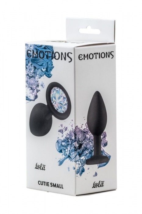 Чёрная анальная пробка Emotions Cutie Small с прозрачным кристаллом - 7,5 см. - Lola Games - купить с доставкой в Вологде