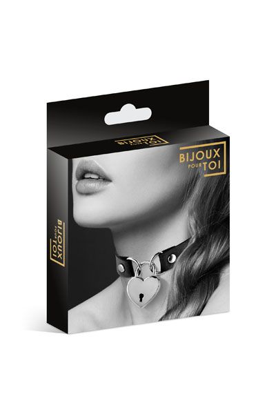 Черный чокер с замком в форме сердца - Bijoux Pour Toi - купить с доставкой в Вологде