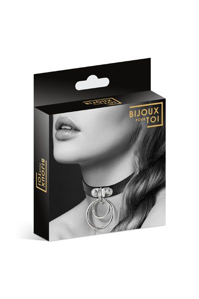 Черный чокер с двумя кольцами - Bijoux Pour Toi - купить с доставкой в Вологде