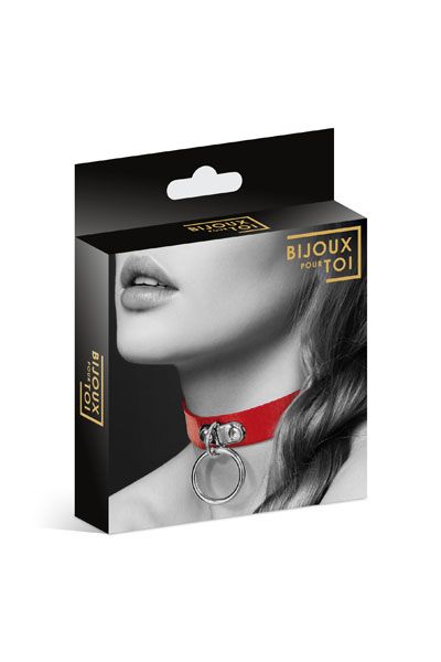 Красный узенький чокер с кольцом - Bijoux Pour Toi - купить с доставкой в Вологде