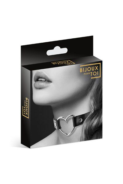 Чёрный чокер с кольцом в форме сердца - Bijoux Pour Toi - купить с доставкой в Вологде