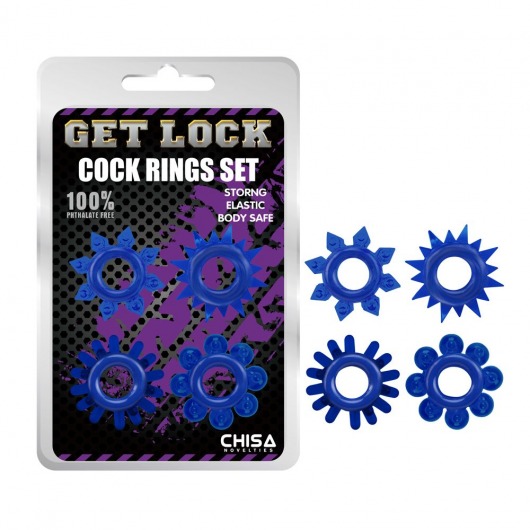 Набор из 4 синих колец Get Lock - Chisa - в Вологде купить с доставкой