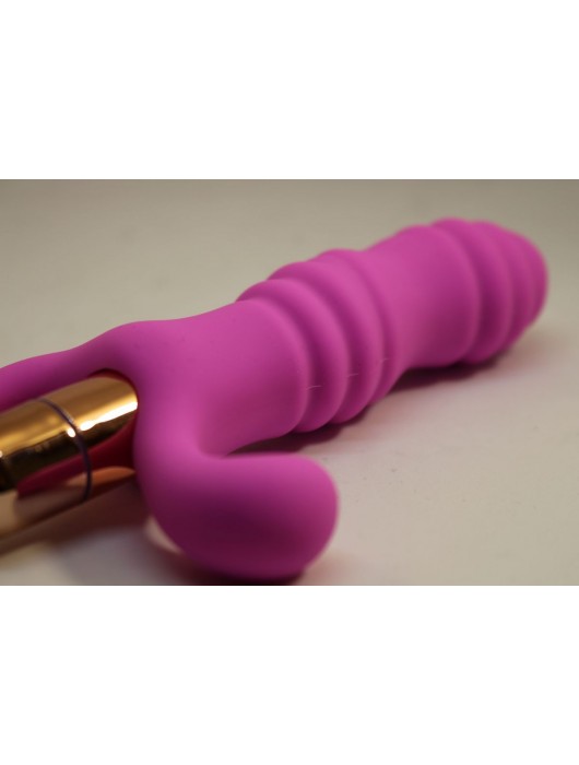 Розовый рельефный вибромассажёр для стимуляции точки G - 12 см. - 4sexdreaM