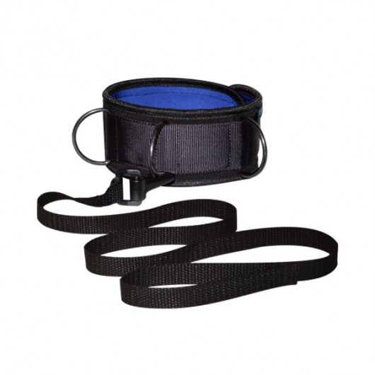 Чёрно-синий неопреновый ошейник с поводком - Sitabella - купить с доставкой в Вологде