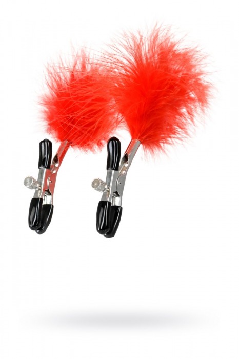 Зажимы для сосков с красным пухом Theatre - ToyFa - купить с доставкой в Вологде