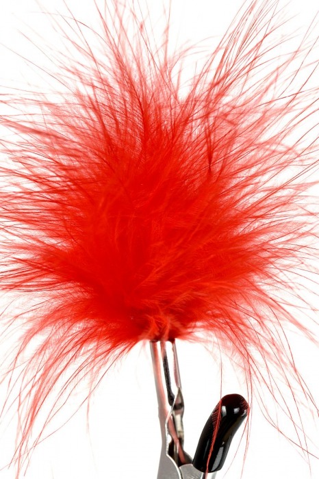 Зажимы для сосков с красным пухом Theatre - ToyFa - купить с доставкой в Вологде