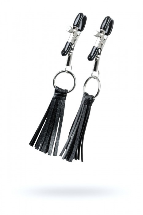 Черно-серебристые зажимы для сосков Theatre с кисточками - ToyFa - купить с доставкой в Вологде